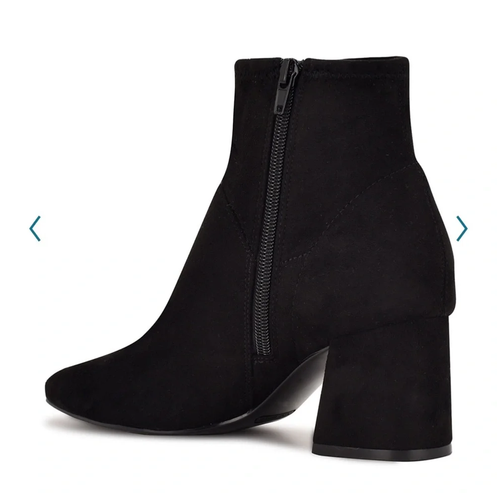 NIB Nine West Volley Block Heel Ankle Boots Faux Suede Brown Size 10